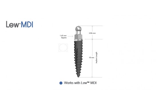 Lew™ MDI 2.5 mm O-Ball Non-Collared Implants 18mm
